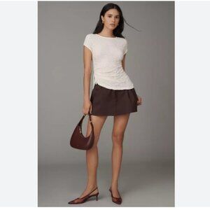 Anthropologie Maeve Asymmetric Ruched Muscle Tee in Ivory – Size Medium – NTW